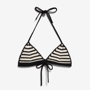 Stripe Bikini Knit Top undyed black Armedangels