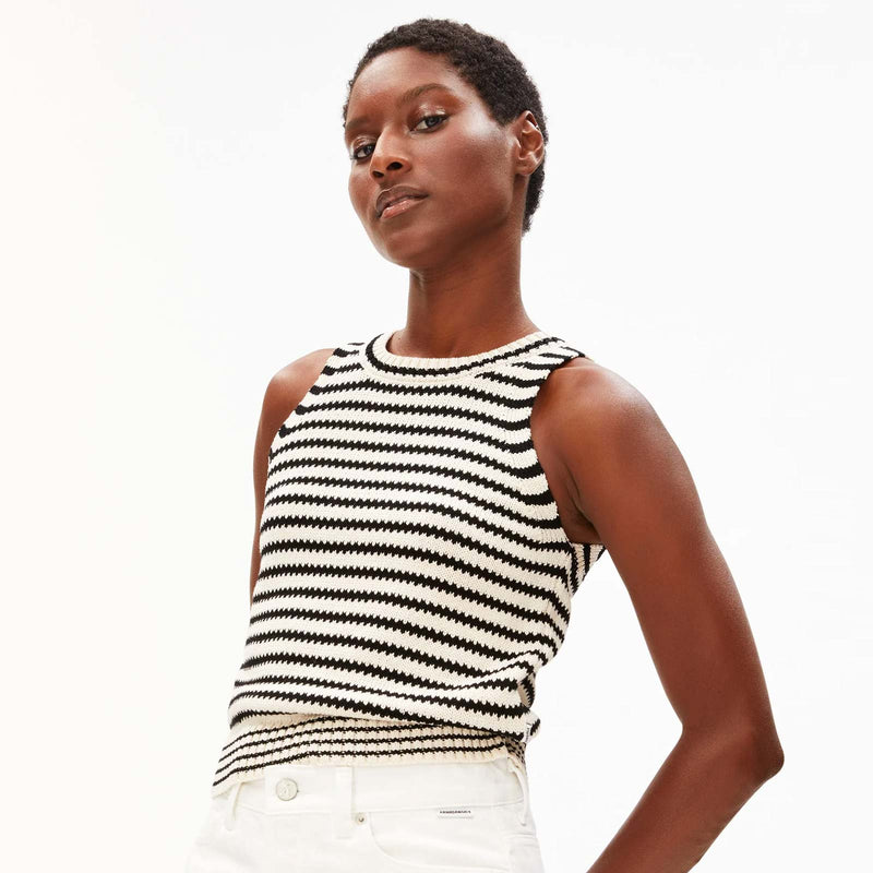 Stripe Knit Top undyed black Armedangels