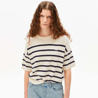 Stripe Linen Blend Sweater undyed tinted navy Armedangels