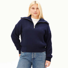Troyer Vanisé Rib Knit Sweater tinted navy