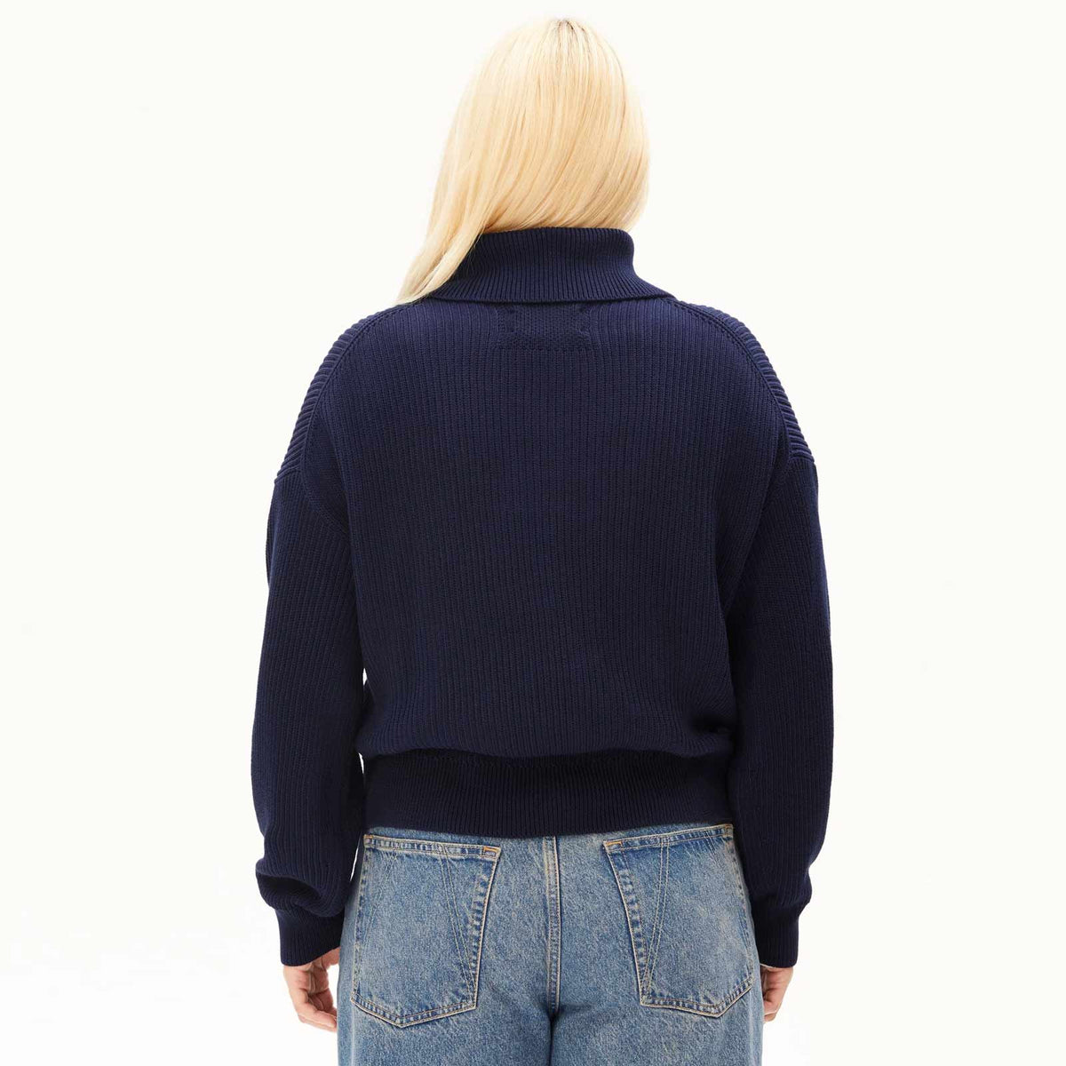 Troyer Vanisé Rib Knit Sweater tinted navy