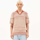 Yarnmix Knit Poloshirt tabasco red/oatmilk sunflower Armedangels