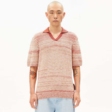Yarnmix Knit Poloshirt tabasco red/oatmilk sunflower Armedangels