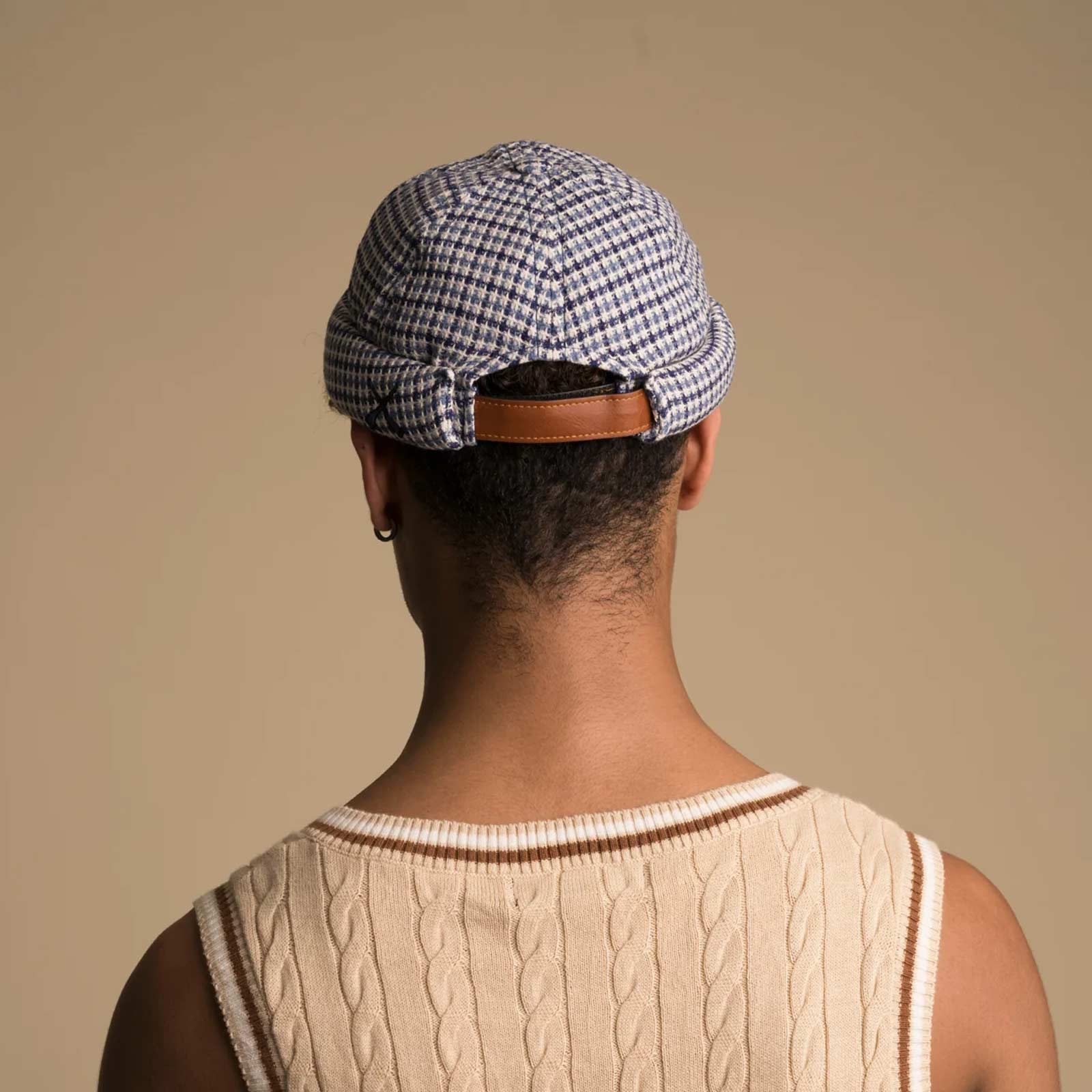 Miki Linen Hat check blue Beton Cire