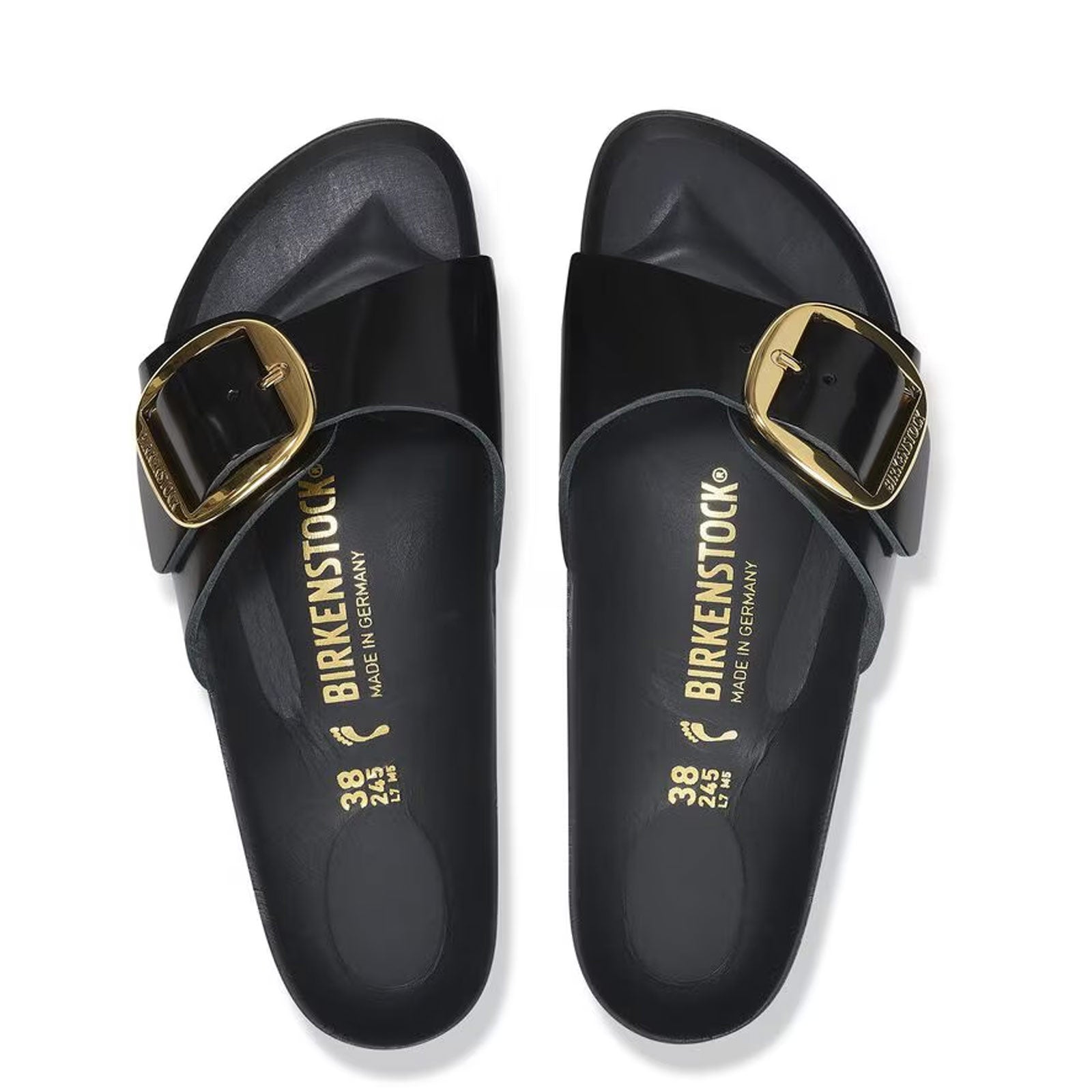 Madrid Big Buckle Narrow Fit high shine black Birkenstock