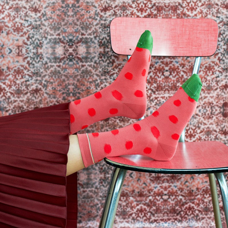 Pois rouge fané Socks CU601 Bonne Maison