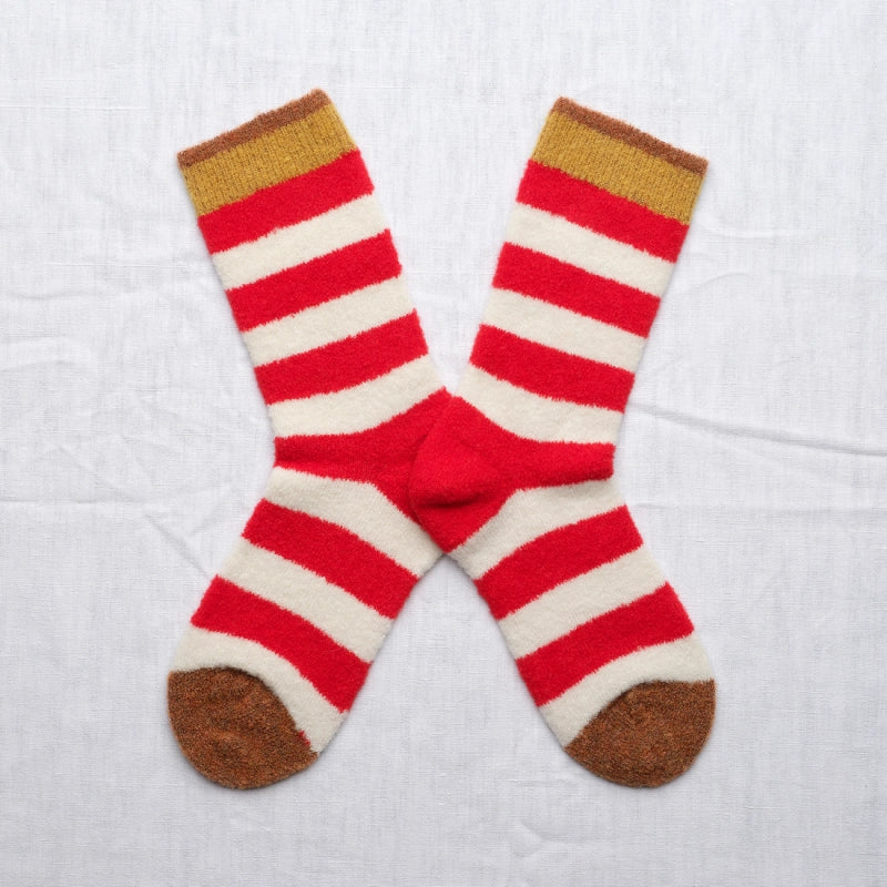 Wool Socks rayures rouge BCL203 Bonne Maison