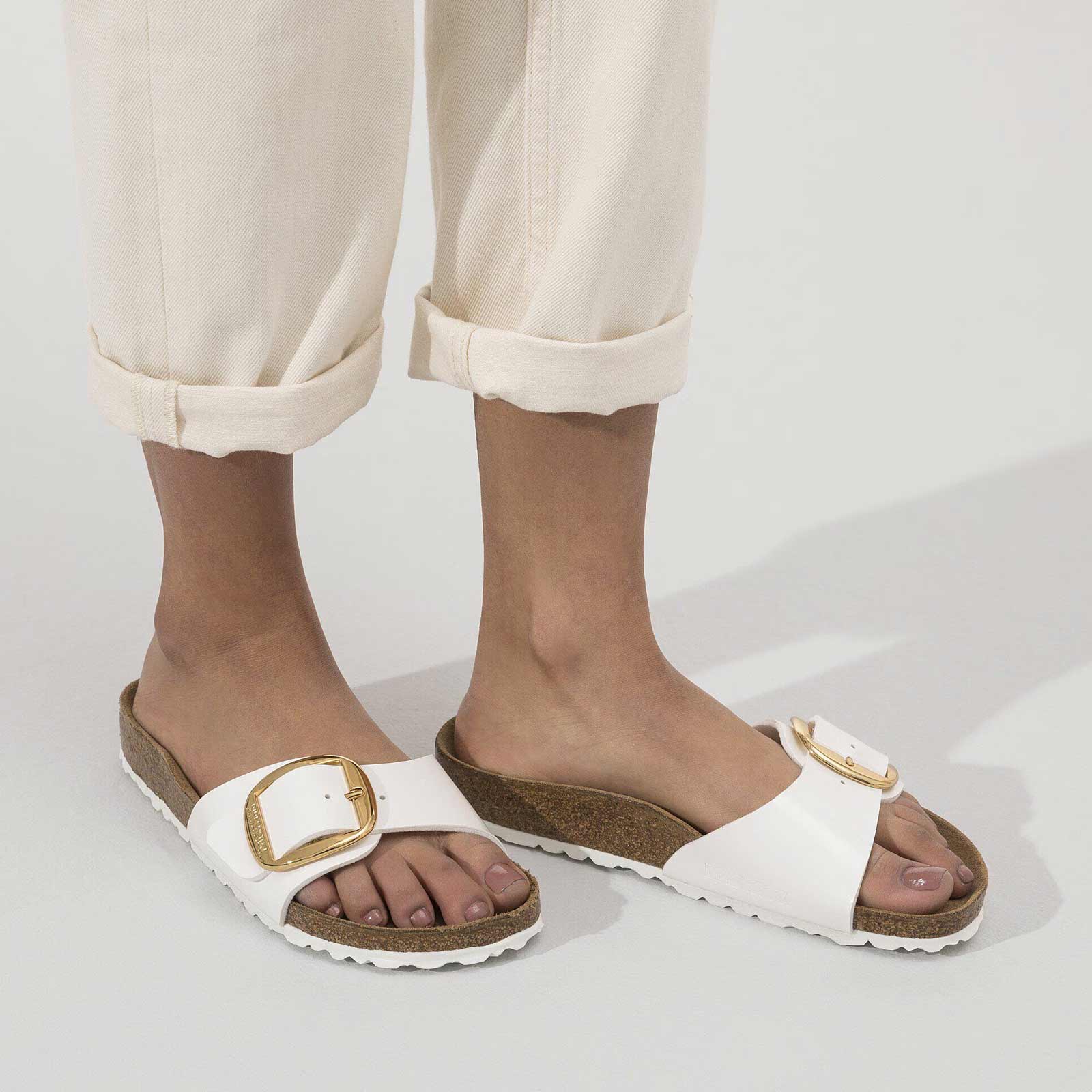 Madrid Big Buckle Narrow Fit Patent white Birkenstock