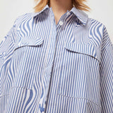 Lyra Shirt blue glitch stripe