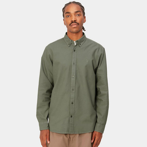 L/S Bolton Shirt smoke green (garment dyed)