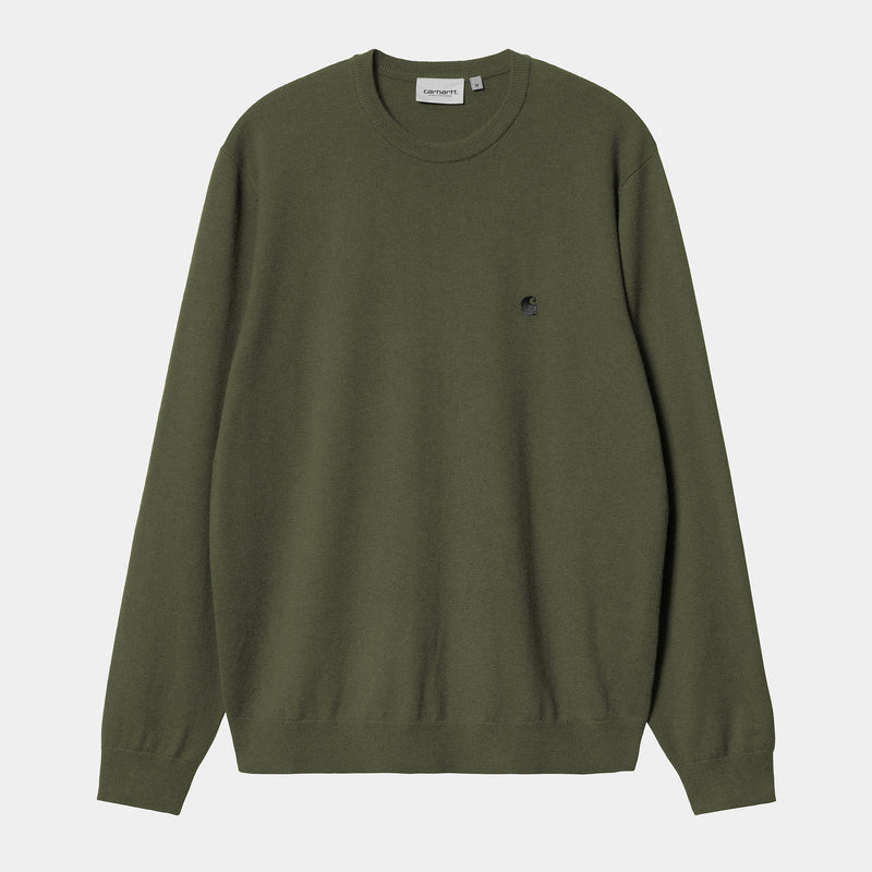 Madison Lambswool Sweater tarragon/black