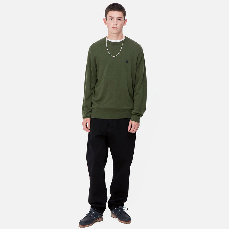 Madison Lambswool Sweater tarragon/black