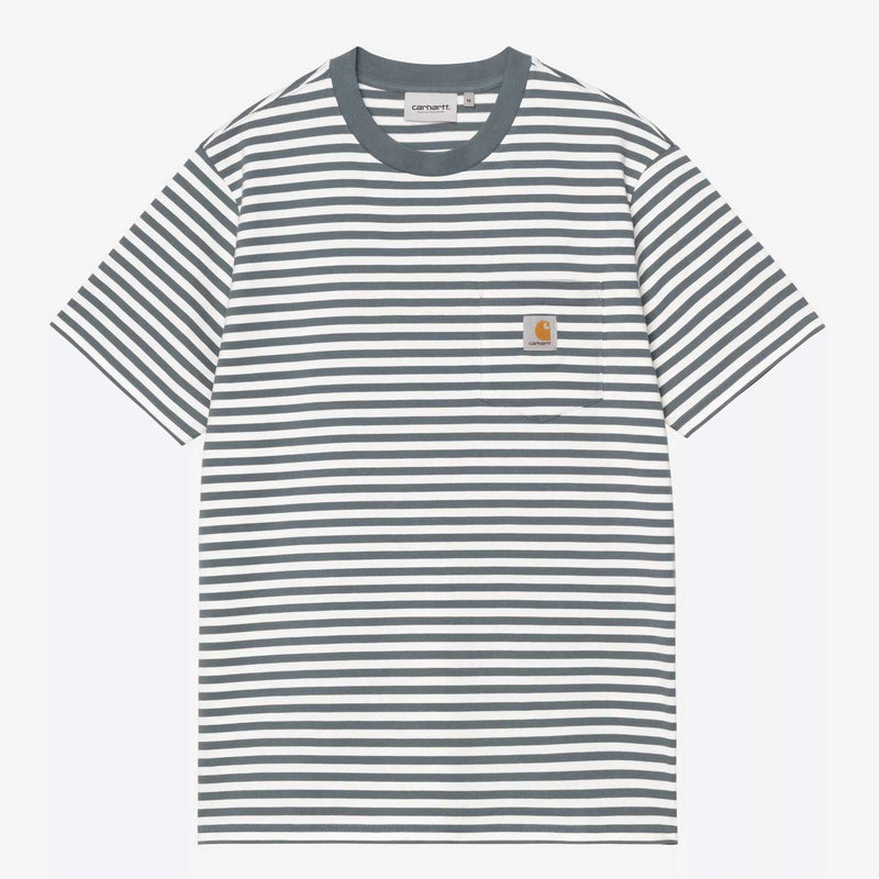 S/S Ezra Pocket T-Shirt ezra stripe/cozy blue/wax Carhartt WIP