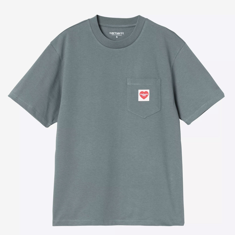 W' S/S Pocket Heart T-Shirt cozy blue/red Carhartt WIP