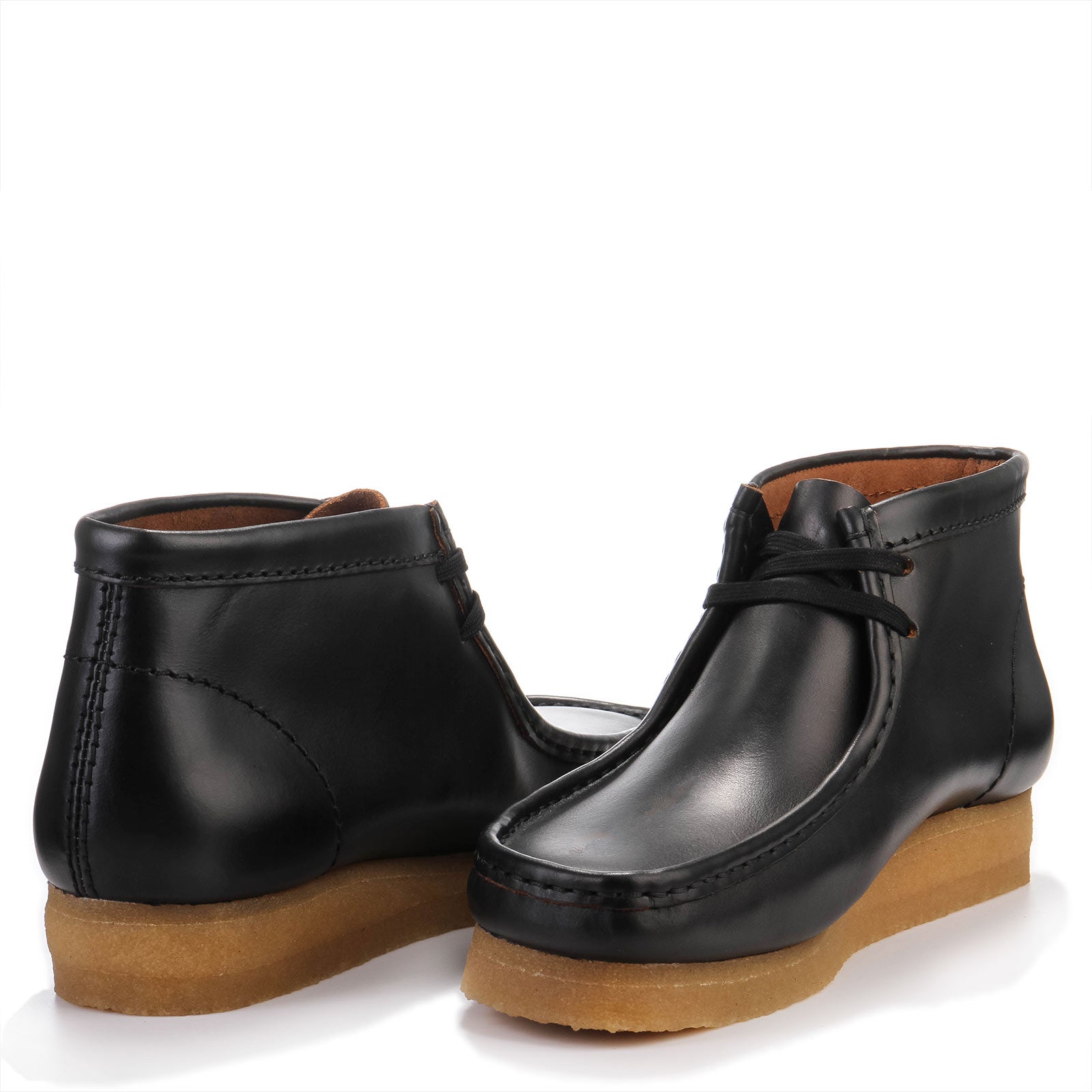 Wallabee Boot black smooth leather