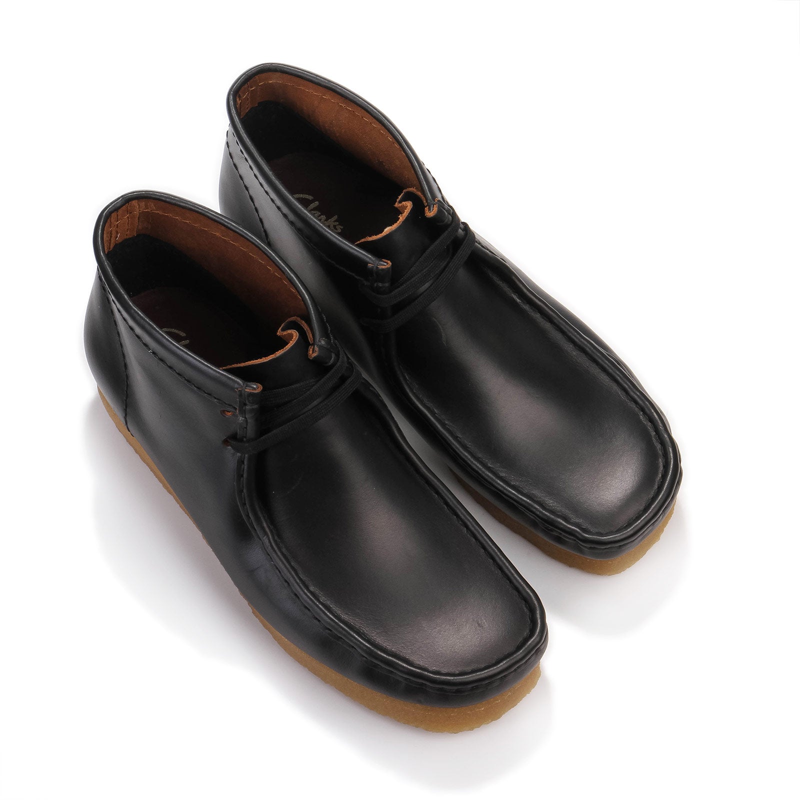 Black leather clarks wallabee online