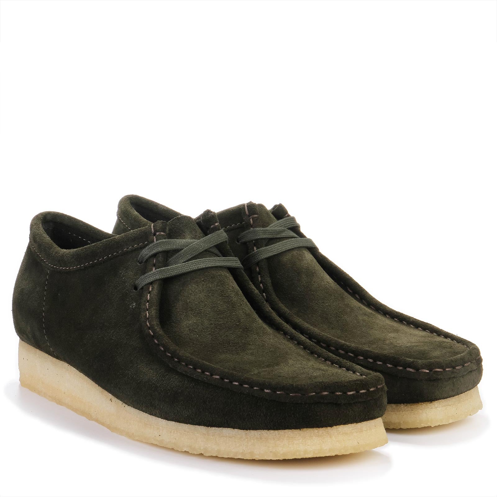 Wallabee forest green suede