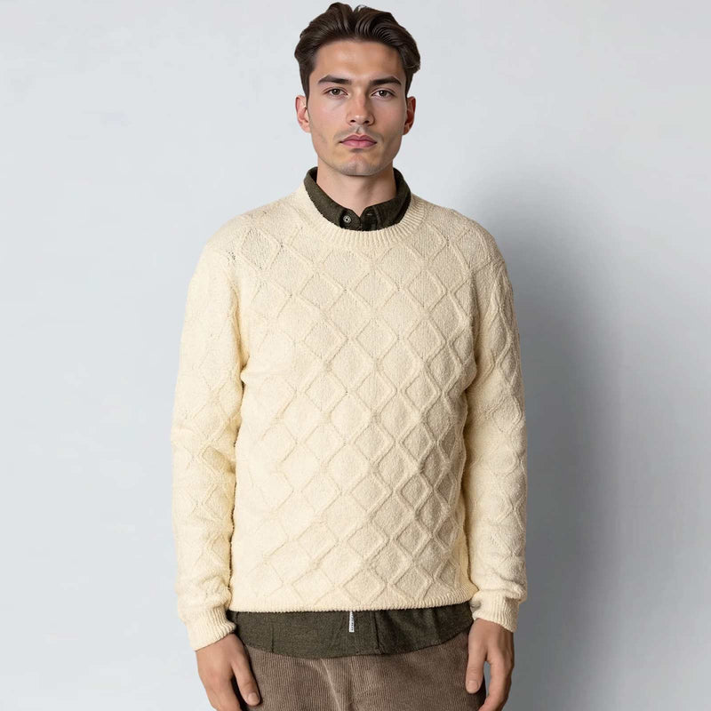 Avery Cable Knit ecru melange Clean Cut Copenhagen