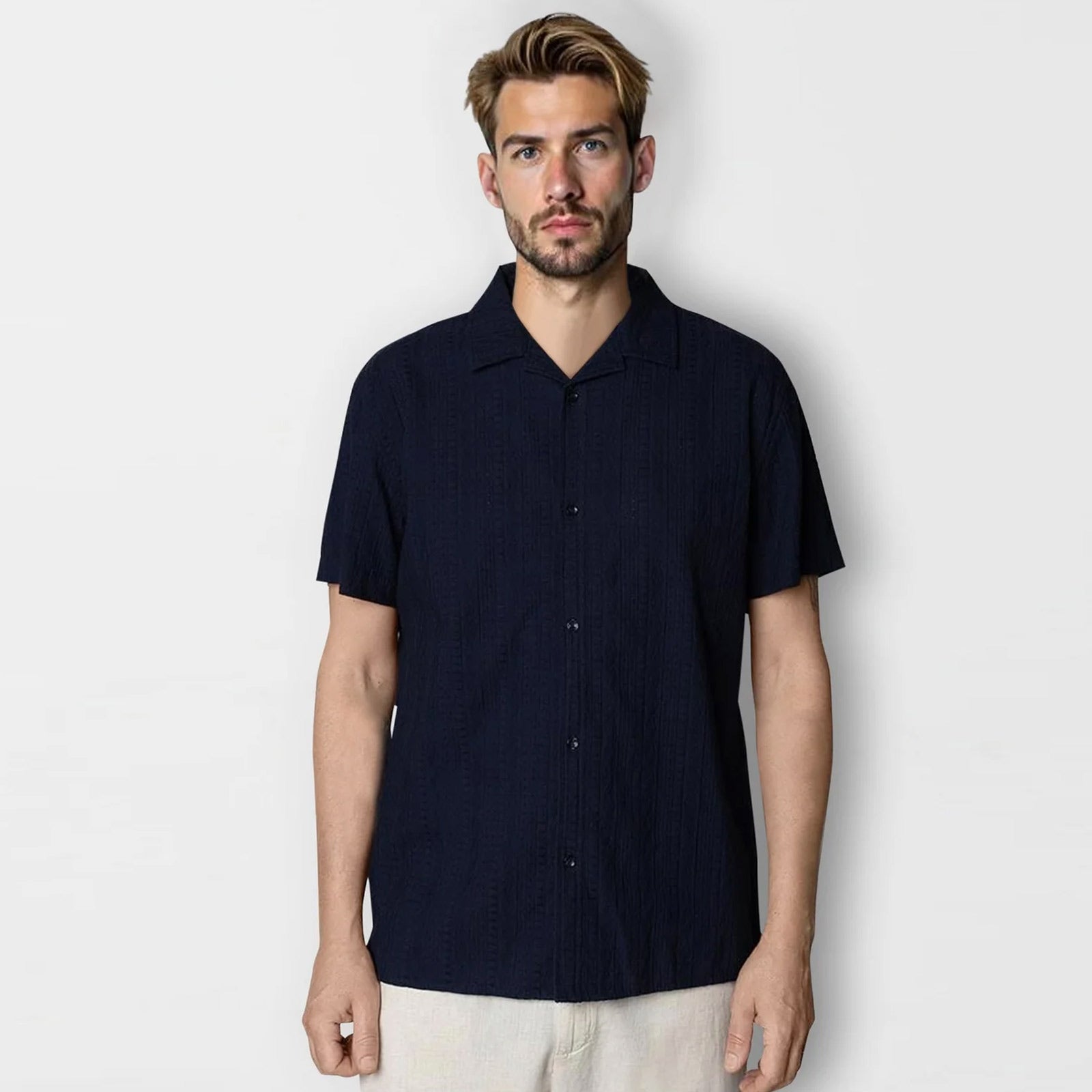 【KOOLOSET】Berlin Slab Half Shirt Berlin Slab Half Shirt (2color) - kooloset