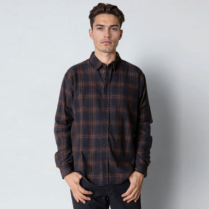 Dylan Checked Flannel Shirt dark navy Clean Cut Copenhagen
