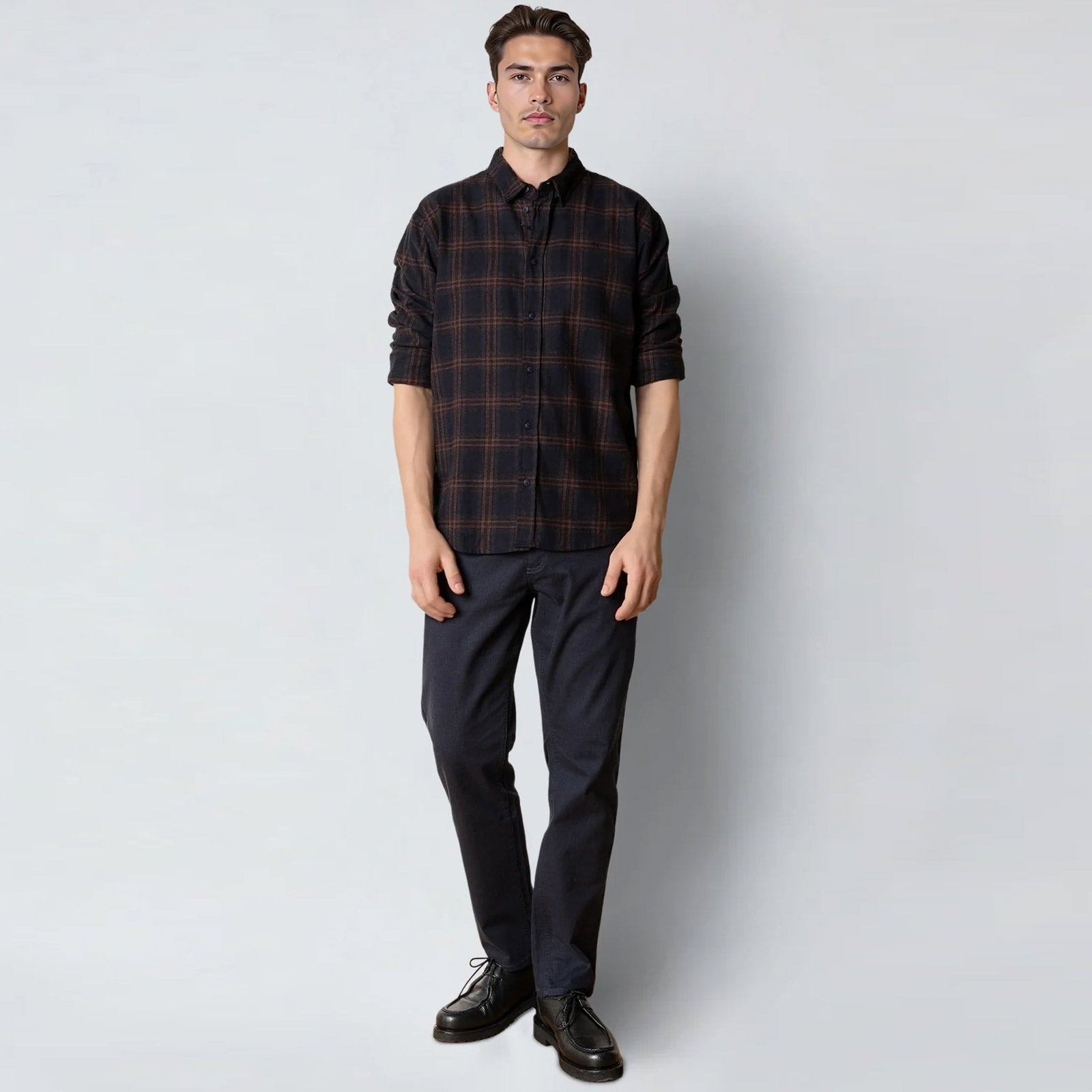 Dylan Checked Flannel Shirt dark navy Clean Cut Copenhagen