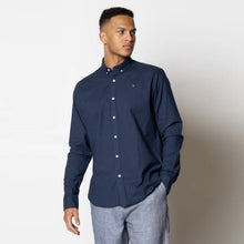 Oxford Mandarin Collar Stretch Shirt navy Clean Cut Copenhagen