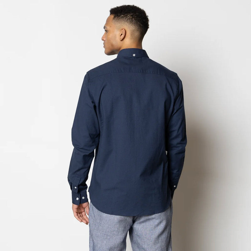 Oxford Mandarin Collar Stretch Shirt navy Clean Cut Copenhagen