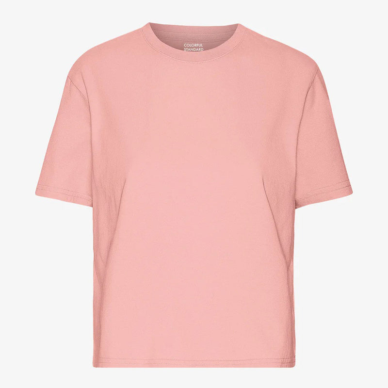 Organic Boxy Crop Tee bright coral