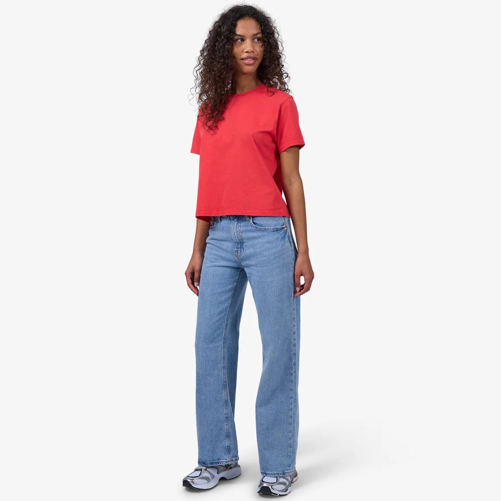 Organic Boxy Crop Tee red tangarine