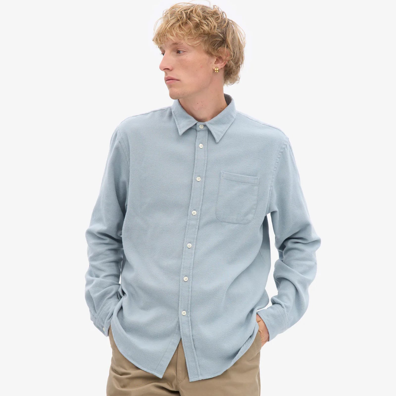 Organic Flannel Shirt steel blue Colorful Standard