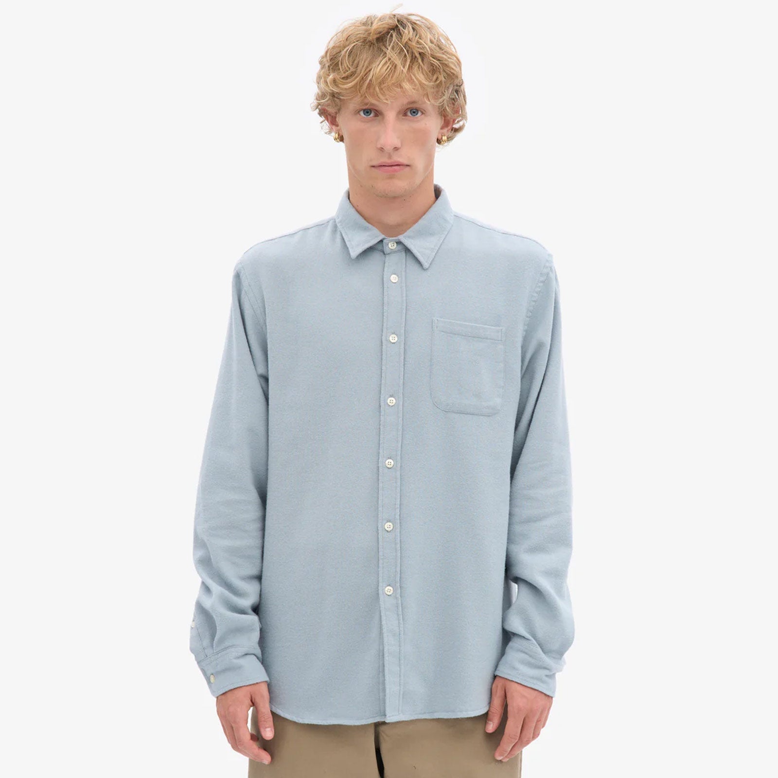 Organic Flannel Shirt steel blue Colorful Standard