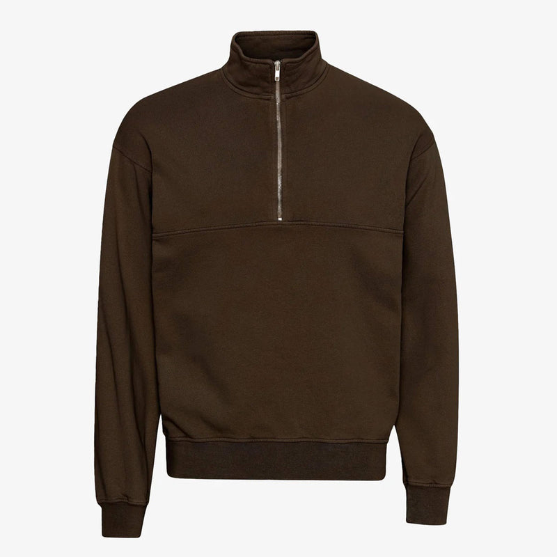 Organic Quarter Zip coffee brown