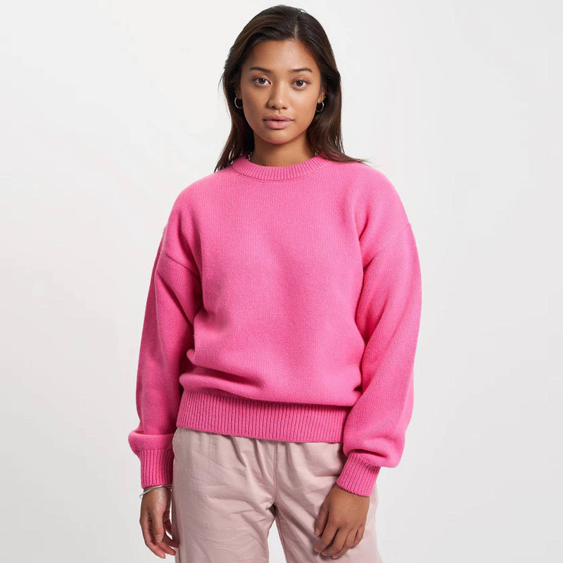 Oversized Merino Wool Crew bubblegum pink