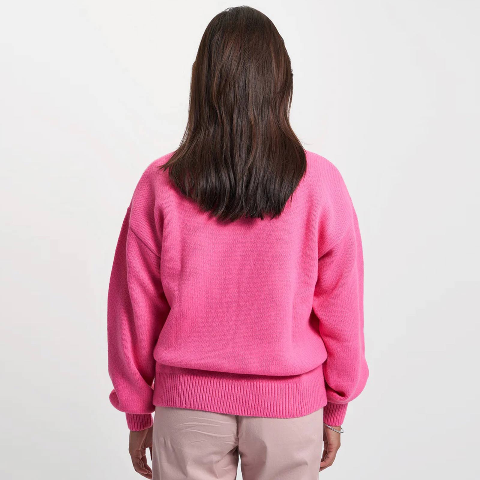 Oversized Merino Wool Crew bubblegum pink