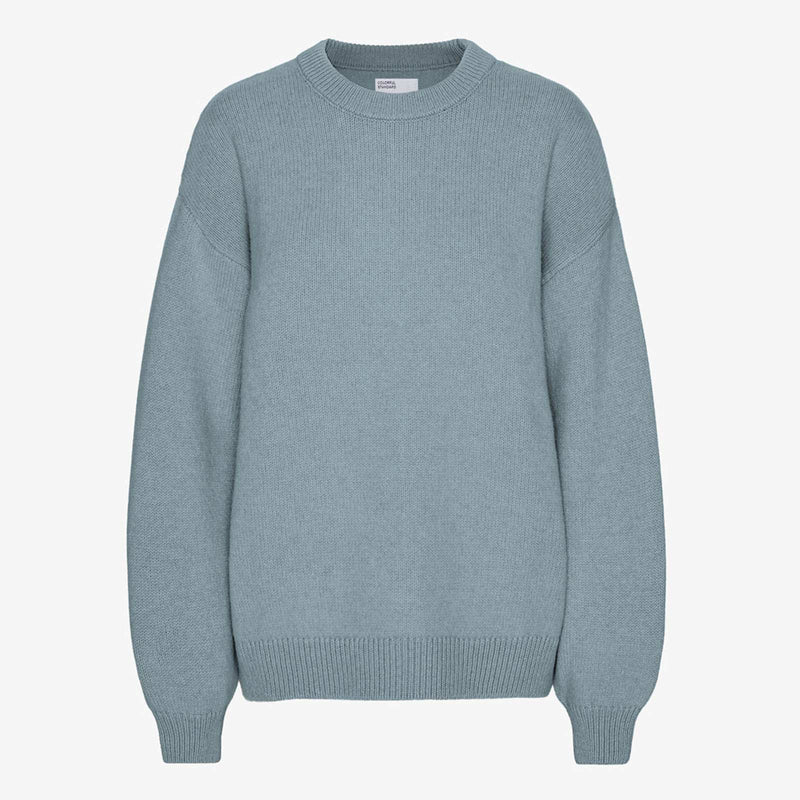 Oversized Merino Wool Crew stone blue