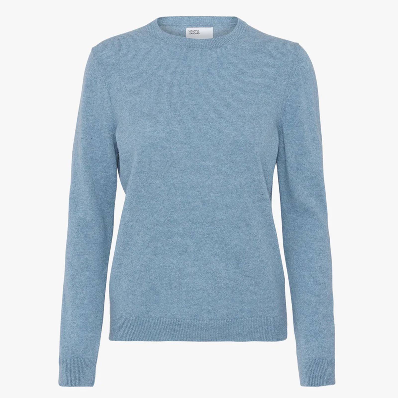 W Light Merino Wool Crew stone blue