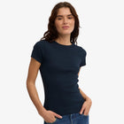 W Organic Rib SS T-Shirt navy blue