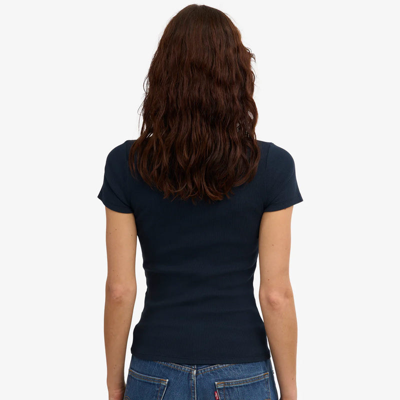 W Organic Rib SS T-Shirt navy blue