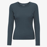 Women Organic Rib LS T-Shirt petrol blau