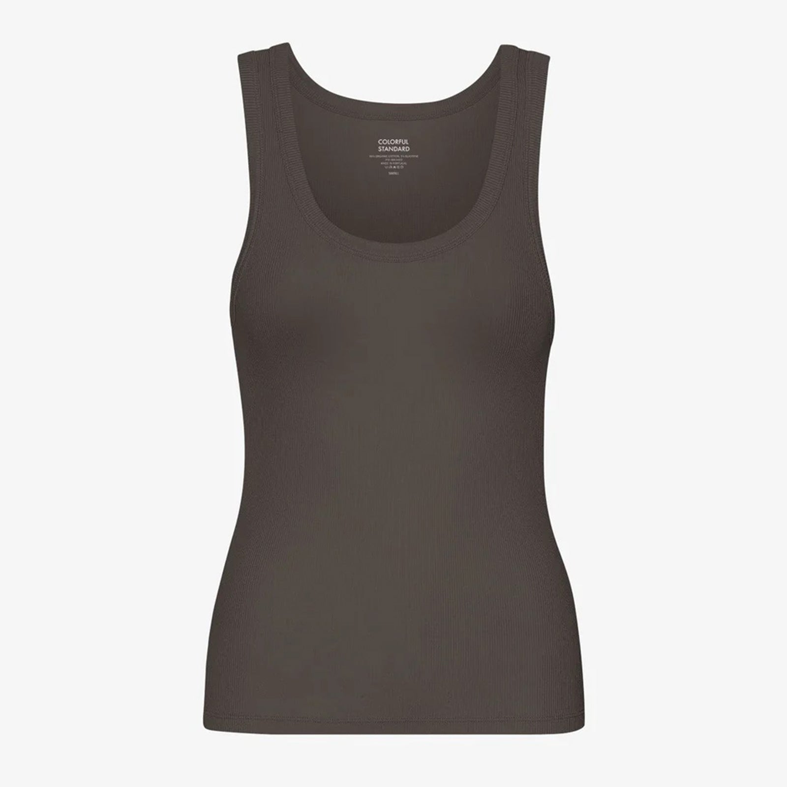 Women Organic Rib Tank Top coffe brown