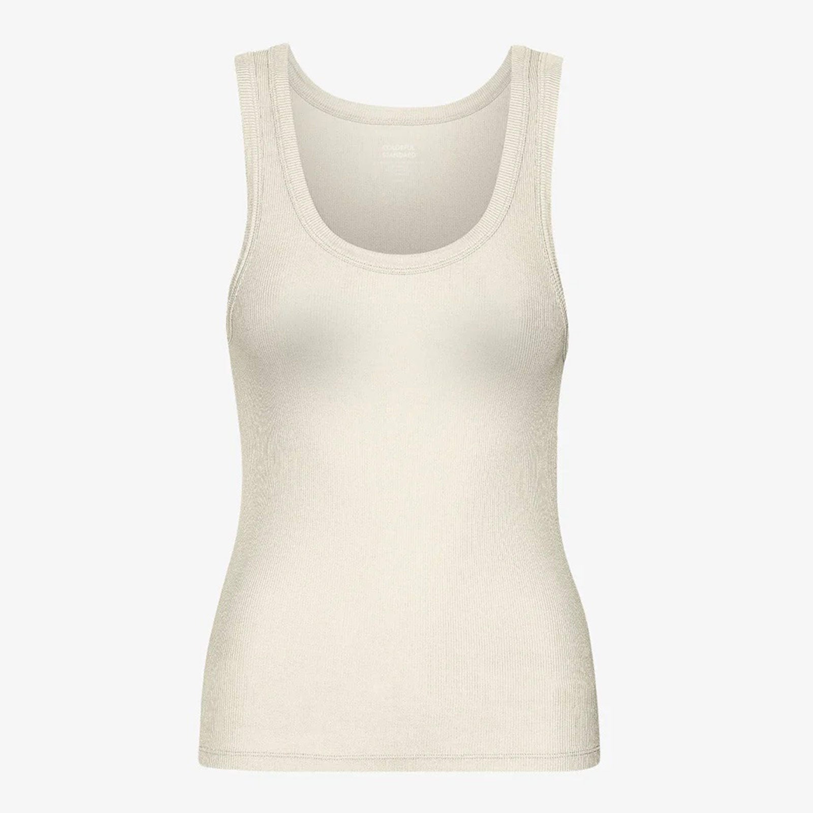 Women Organic Rib Tank Top ivory white