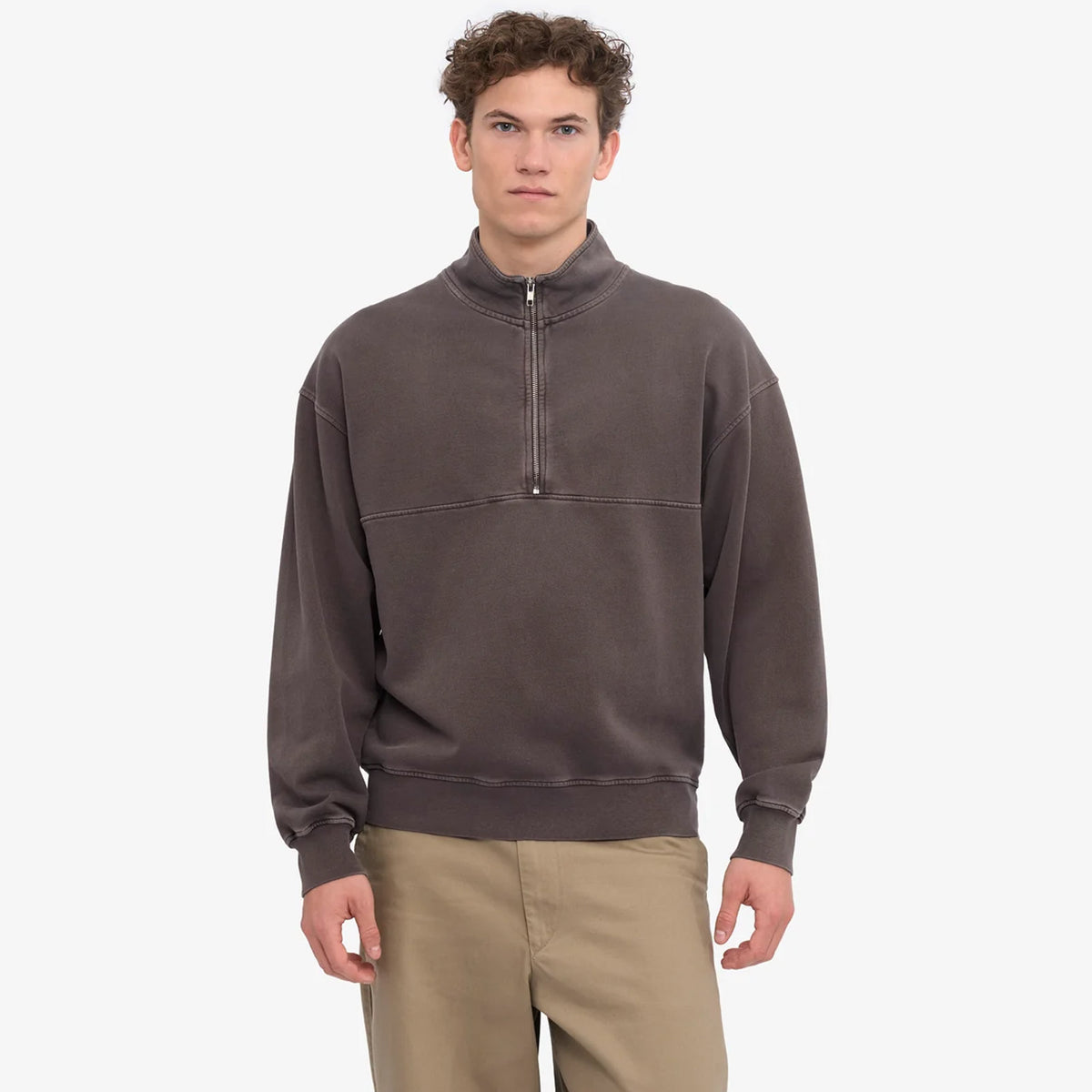 Organic Quarter Zip faded mud
