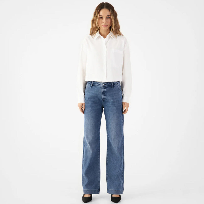 Glow Flared Soft Denim Chino medium blue Dawn Denim
