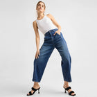 Moondust Soft Denim Wide Barrel Leg Jeans vintage blue