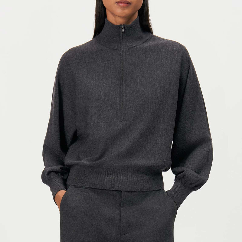 Rickay Cropped Sweater 420002 anthra melange