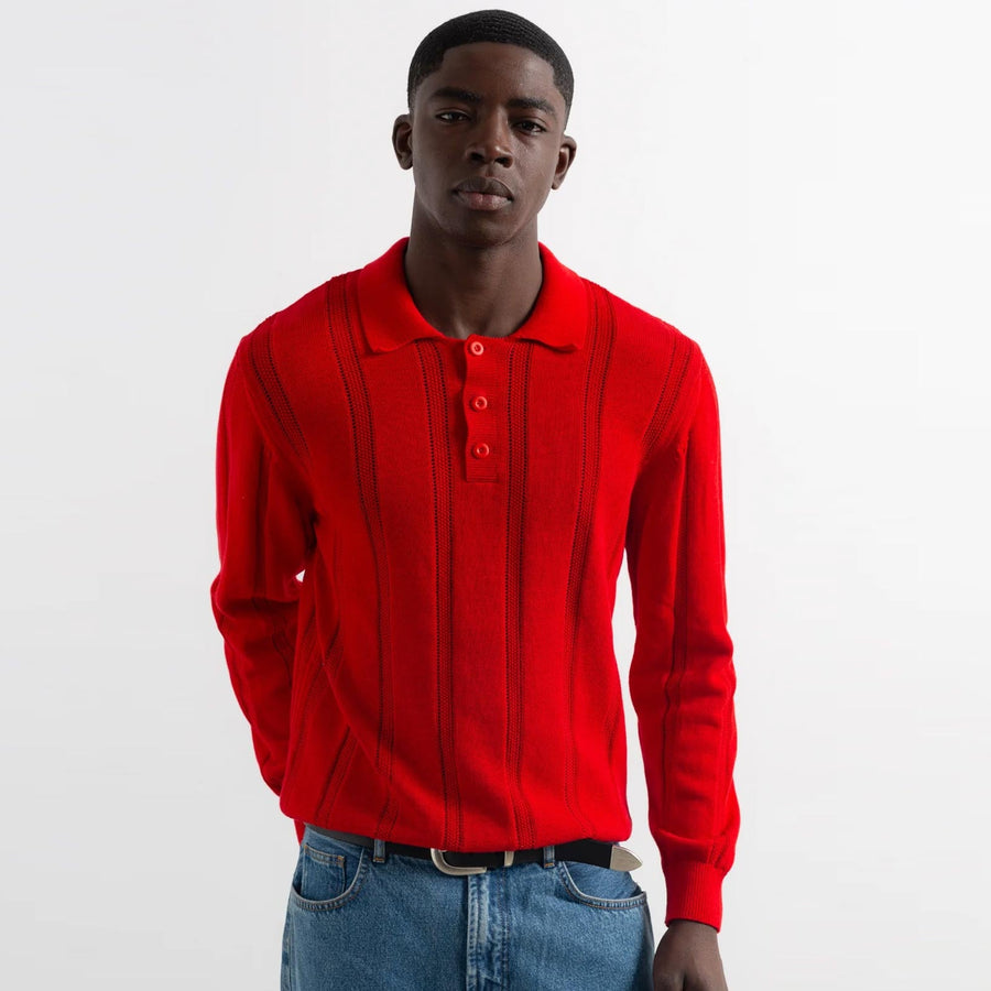 Knitted Polo plain red Edmmond Studios
