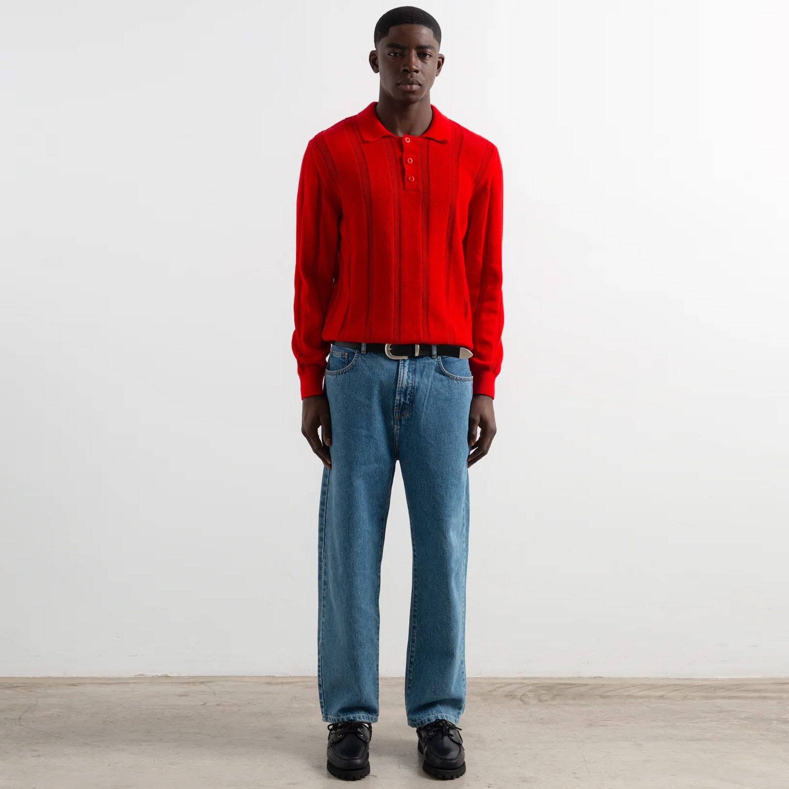 Knitted Polo plain red Edmmond Studios