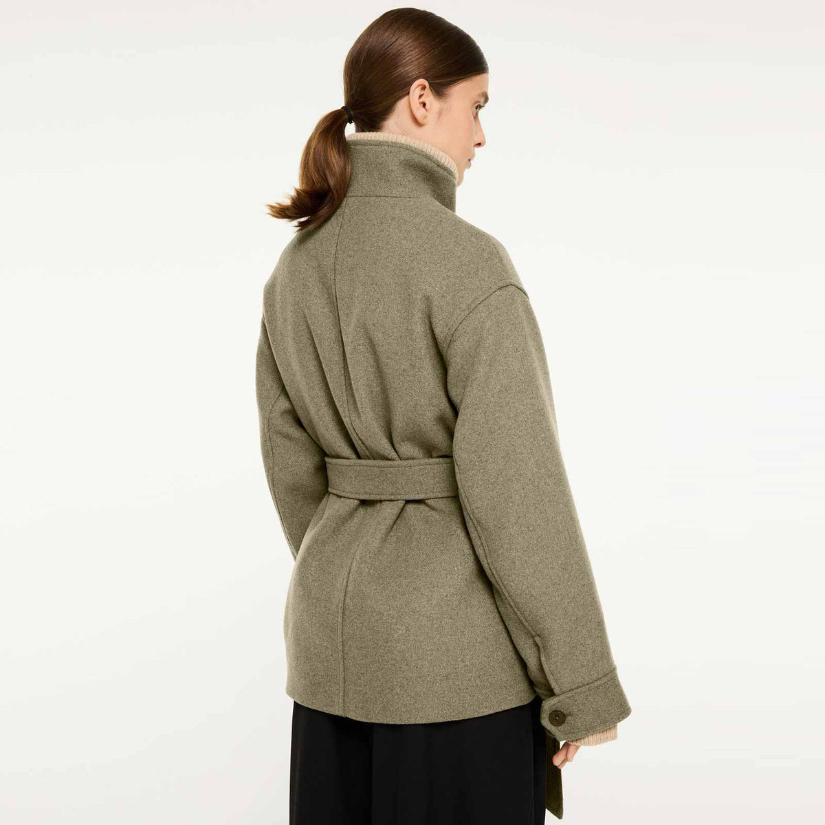 Alendra Wool Coat green melange