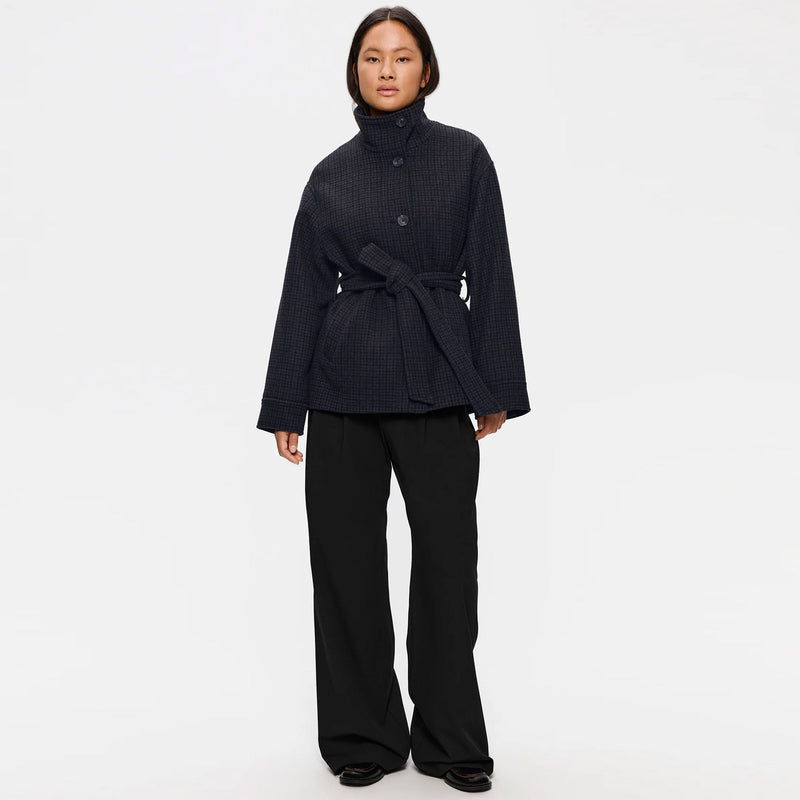 Alendra Wool Coat grey check