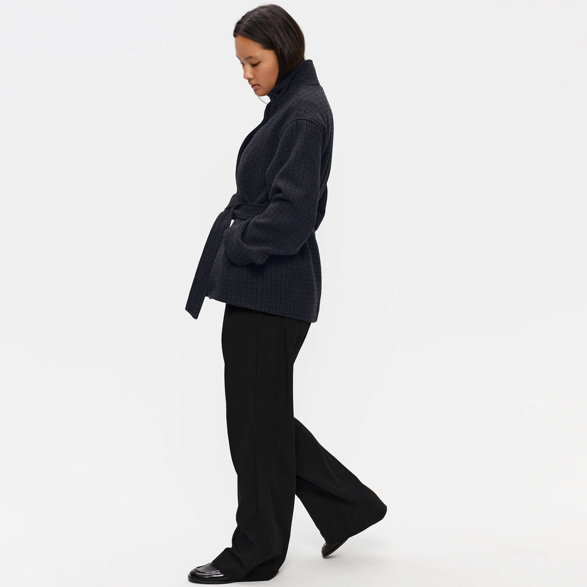 Alendra Wool Coat grey check